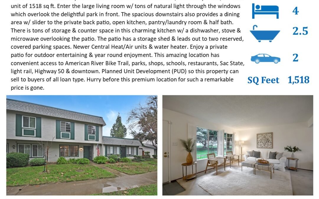 Just Listed For Sale – 8906 Lanier Way #B, Sacramento, Ca 95826