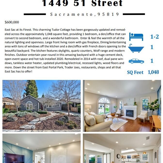 Just Listed For Sale – 1449 51st Street, Sacramento, Ca 95819