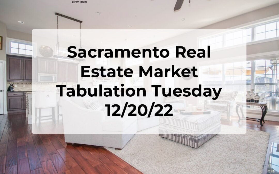 Sacramento Real Estate – Weekly Update 12/20/22