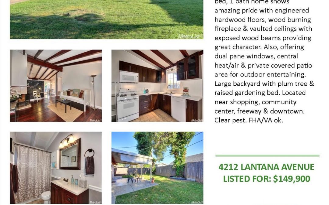 Just Listed For Sale – 4212  Lantana Ave Sacramento, CA  95824