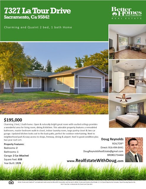 Just Listed For Sale – 7327 La Tour Dr, Sacramento Ca 95842 – www.RealEstateWithDoug.com