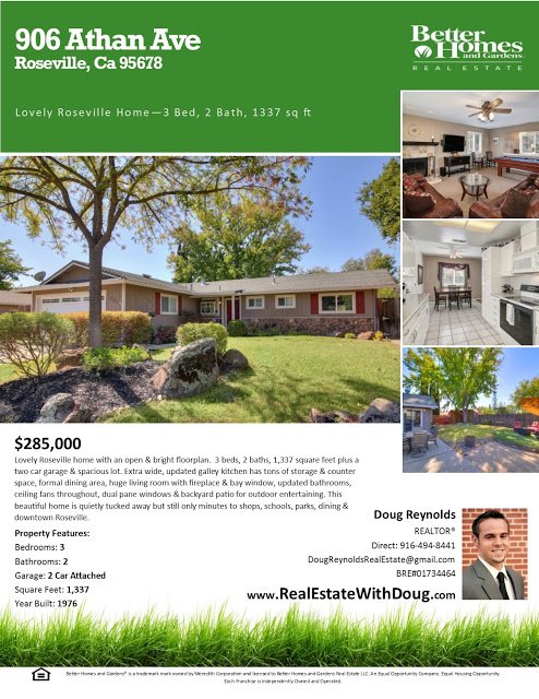 Just Listed For Sale – 906 Athan Ave, Roseville Ca 95678 – www.RealEstateWithDoug.com