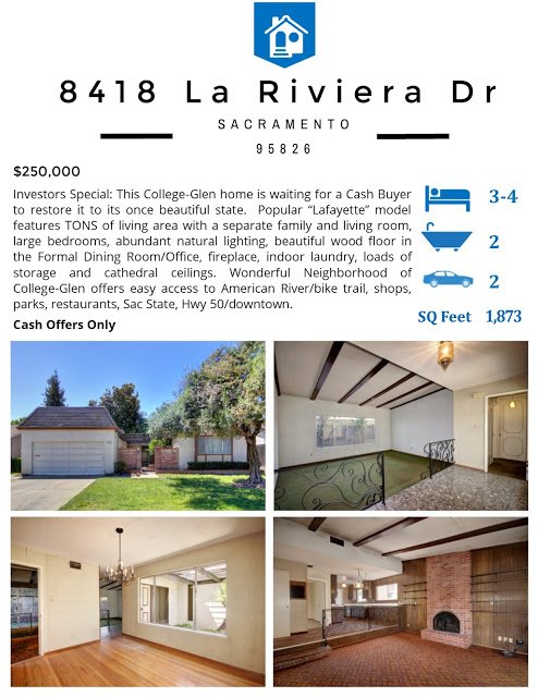 Just Listed For Sale – 8418 La Riviera Dr, Sacramento Ca 95826 – www.CollegeGlenRealEstate.com